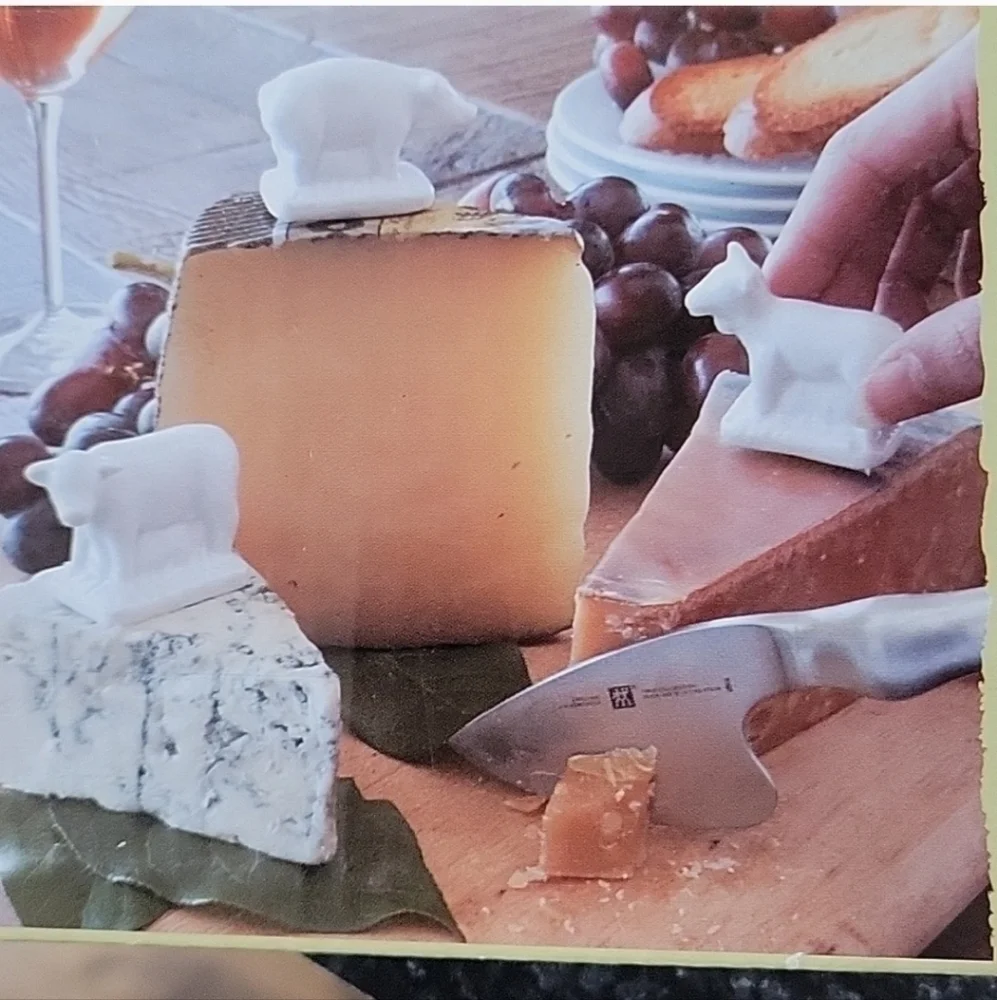 Surlatable Barnyard Cheese White Porcelain Set Of 3 Pins For Charcuterie Board
